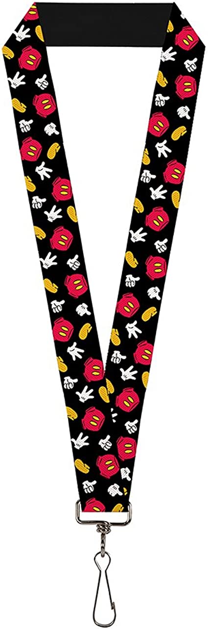 Buckle Down Lanyard-1.0-Mickey Mouse Costume Elements Scattered Blac