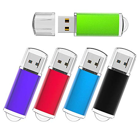 KEXIN 5 Pack 64GB USB 2.0 Flash Drives 64 GB Thumb Drive Jump Drive Multiple Color USB Memory Stick Pen Drive 5 Pieces, Black/Blue/Green/Purple/Red (64GB)