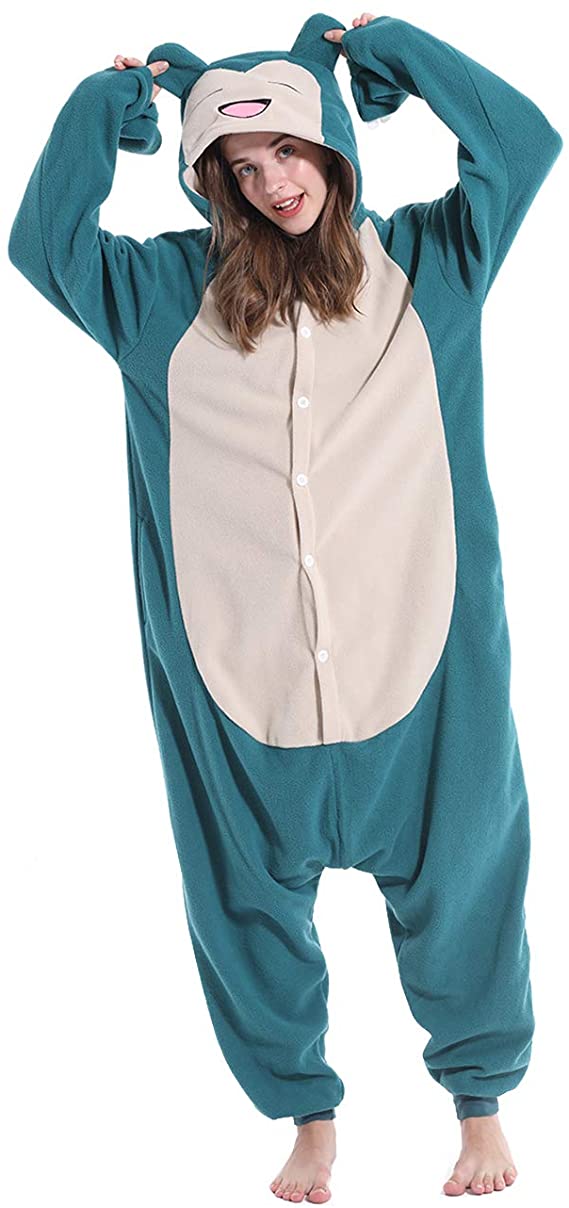 vavalad Adult Snorlax Plush One Piece Pajamas Christmas Cosplay Animal Homewear Sleepwear Jumpsuit Costume Women Men