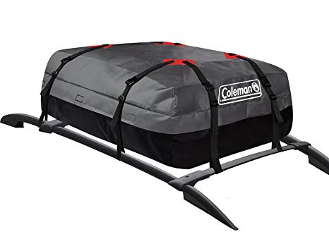 Coleman Roof Top Rack Cargo Carrier - For Vehicles with and without Rails - All Weather Storage Bag - Gray