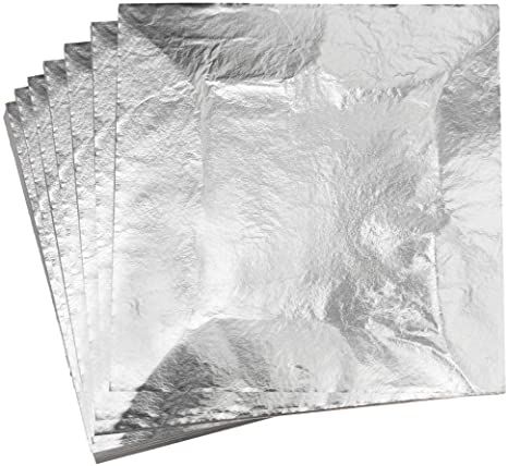 100 Sheets Imitation Silver Leaf Foil 5.5" X 5.5" Aluminum Leaf Foil Gilding Crafting, Arts Project, Furniture Decoration