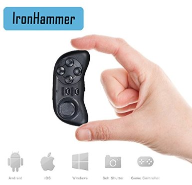 Iron Hammer®wireless Bluetooth Gamepad Remote Controller Compatible with 3d Vr Glasses Google Cardboard Selfie Camera Shutter Wireless Mouse Music Playe,android and IOS System(black)