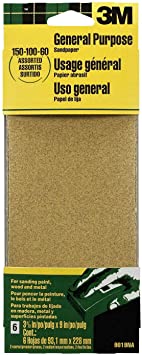 3M General Purpose Sandpaper Sheets, 3-2/3-Inch x 9-Inch, Assorted Grit, (9019)