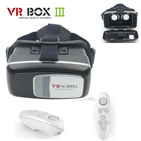 SCHITEC 3D VR Box Virtual Reality Headset Glasses with Remote Control Mouse for 4 to 6 inches smartphones iphone 6 6s 6s Plus Samsung Galaxy S7 S6 Edge Note Motorola LG Nexus HTC 3D Movies/Video Games