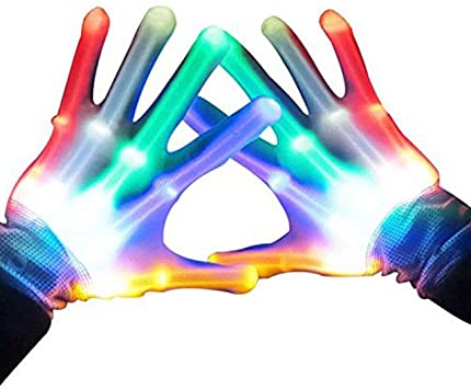 ATOPDREAM LED Flashing Finger Light Up Gloves for Kids with 5 Spare Batteries