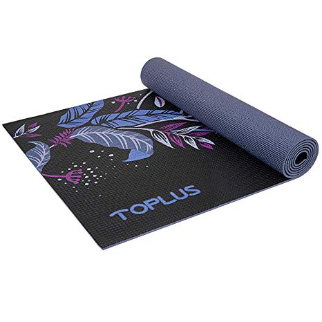 TOPLUS Yoga Mat, Non-Slip Yoga Mat Eco Friendly Exercise & Workout Mat with Carrying Strap- for Yoga, Pilates and Floor Exercises(1/4 inch-1/8 inch)