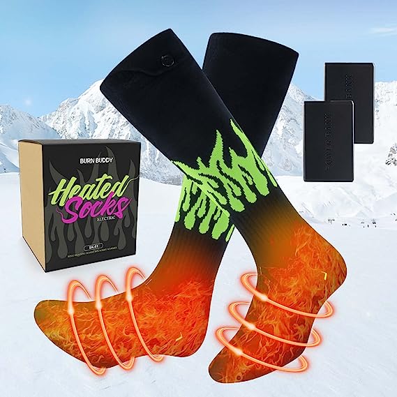 Heated Socks for Men Women, Electric Heated Socks Rechargeable with 4 Heating Level, Battery Heated Socks Foot Warmer Socks for Hiking Biking Camping Skiing Hunting, Winter Thermal Socks Fast Heat