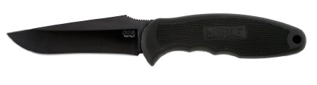 SOG Specialty Knives and Tools FP6L-CP Field Pup II Knife with Straight Edge Fixed 475-Inch Steel Blade and Kraton Handle Black TiNi Finish