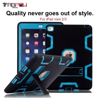 iPad Mini Case, iPad Mini 3 Case, TabPow [Shockproof][Drop Protection][Heavy Duty] Rugged Triple-Layer Defender Hybrid Case Cover With Stand For Apple iPad Mini 1 2 3 (Retina Display) (Blue)