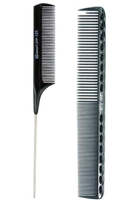Salon Hairdressing Styling professional Tool Sharp Tail Combs And Carbon Comb, 2 Count Black