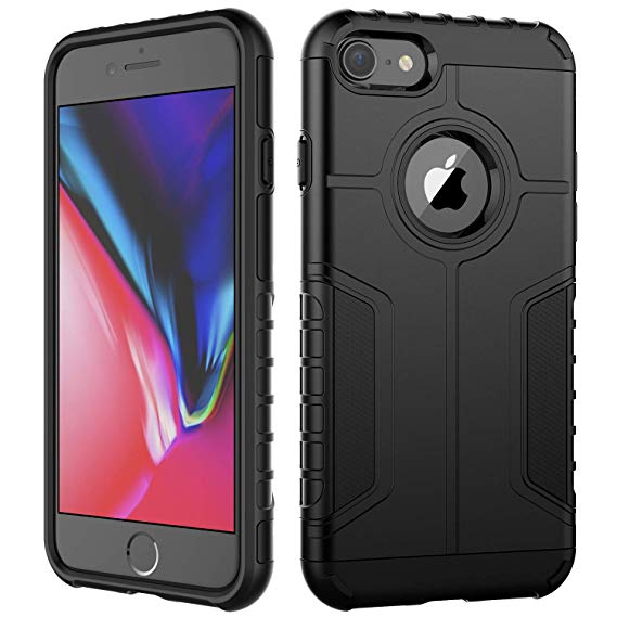 JETech Case for iPhone 8 and iPhone 7, Dual Layer Protective Cover with Shock-Absorption, Black