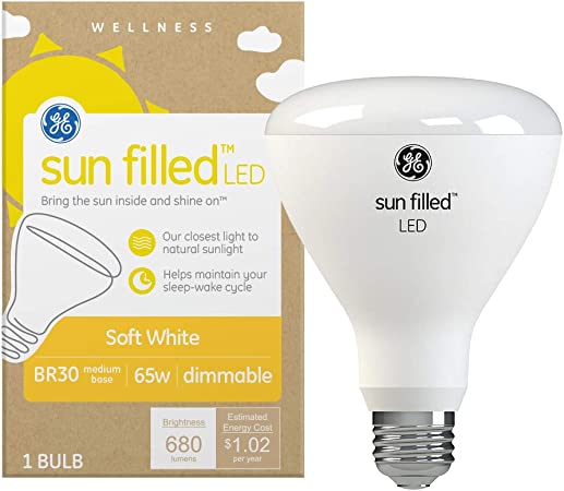 GE Sun Filled LED Floodlight Bulb, 65 Watt Replacement, Soft White, Medium Base, Dimmable (Pack of 1)