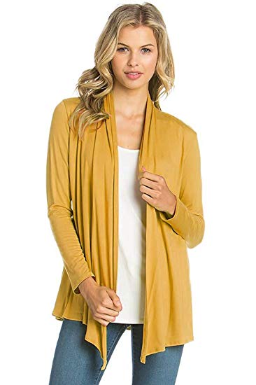 12 Ami Basic Long Sleeve Open Front Cardigan (S-XXXL) - Made in USA