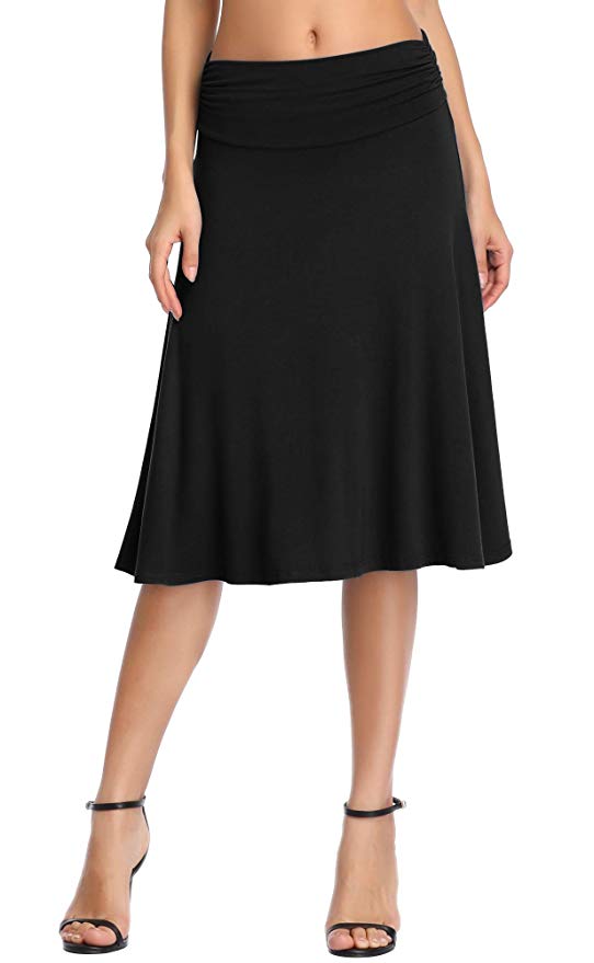 Urban CoCo Women's Ruched Waist Stretchy Flared Yoga Skirt