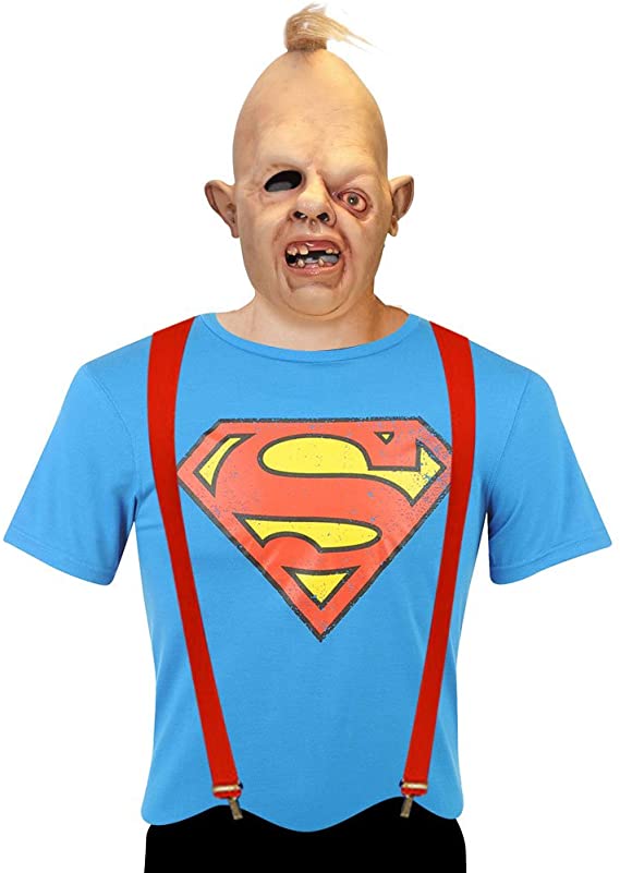 Adults Goonies Sloth Costume Including Mask, Red Braces and Superman T-Shirt