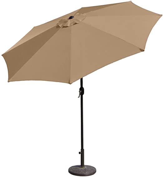 Budge Aluminum Patio Umbrella with Crank Lift and Tilt Function, 11 Ft, Tan