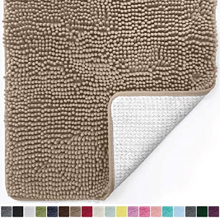 Gorilla Grip Original Luxury Chenille Bathroom Rug Mat (30 x 20), Extra Soft and Absorbent Shaggy Rugs, Machine Wash/Dry, Perfect Plush Carpet Mats for Tub, Shower, and Bath Room (Beige)