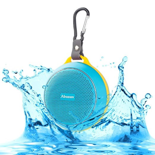 Abusun Wireless V4.1 Bluetooth Speakers HD Powerful Surround Sound Waterproof Shockproof Ultra Portable Sport Speaker with Amazing Music Audio Effect for iPhone iPad Samsung HTC and more - Blue
