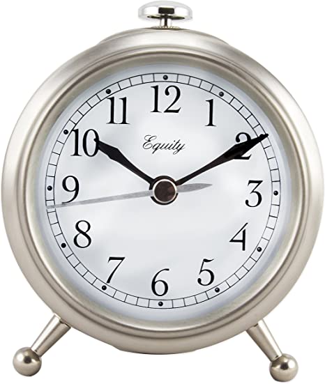 Equity by La Crosse 25655 Small Metal Alarm Clock, Silver