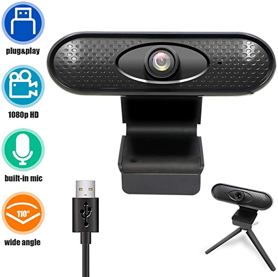 1080P Webcam with Microphone - USB Desktop Laptop Computer 30fps Web Camera with Auto Focus, Plug and Play, for Windows Mac OS, for Video Streaming, Conference, Gaming, Online Classes
