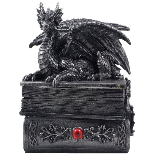 Mythical Guardian Dragon Trinket Box Statue with Hidden Book Storage Compartment for Decorative Gothic & Medieval Home Decor Sculptures and Figurines As Jewelry Boxes or Magical Fantasy Gifts for Office Study Library by Home-n-Gifts