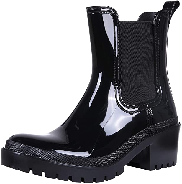 Asgard Platform Rain Boots for Women Chunky Heel Waterproof Ankle Boots