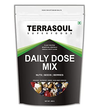 Terrasoul Superfoods Daily Dose Mix, Mixed Nuts, Seeds, Berries, Dry Fruits, Premium Trail Mix, Healthy Snacks - Healthy Food 18  Varieties (400gm)