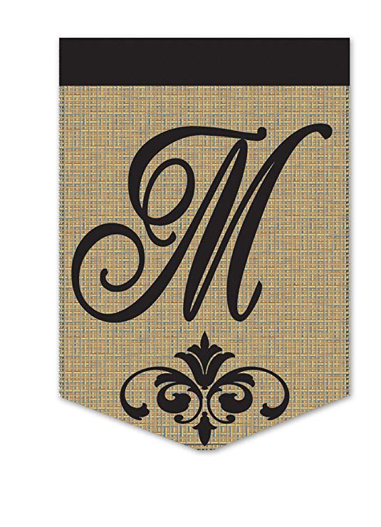 Magnolia" Monogram M Burlap Garden Flag, 13" x 18"