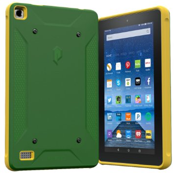 Fire 7 2015 Case Poetic QuarterBack CornerBumper ProtectionReplaceable backDual protection- Stylish PCTPU Case for Amazon Fire 7 5th Gen 2015 GreenYellow
