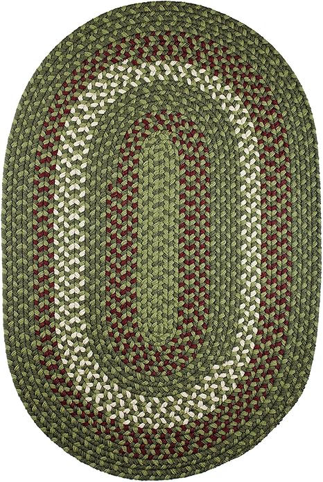 Super Area Rugs Homespun Braided Rug Indoor Outdoor Rug Textured Durable Patio Deck Carpet, Red & Green, 8' X 11' Oval