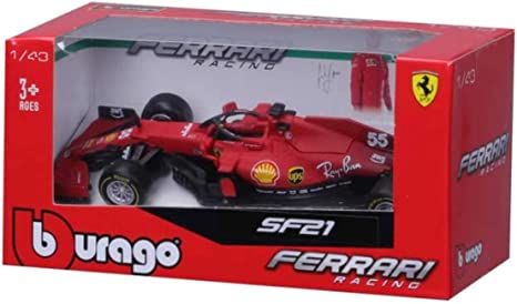 Bburago B18-36829S 1:43 F1 2021 Ferrari SF21 SAINZ, Assorted Designs and Colours