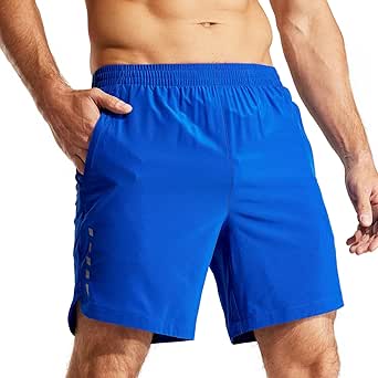 MIER Men's Running Shorts 7" Quick Dry Gym Athletic Workout Shorts with Zipper Pockets