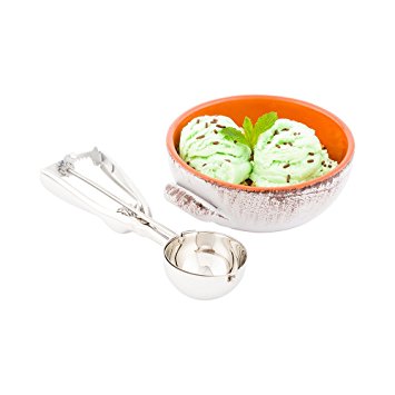 Restaurantware 1 Count box 2.33 oz Met Lux #12 Ice Cream Scoop, Large, Stainless Steel