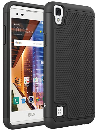 LG Tribute HD Case, LG X Style Case, LG Volt 3 Case, LK [Shock Absorption] Drop Protection Hybrid Armor Defender Protective Case Cover for LG Tribute HD LS676 / LG X Style / LG Volt 3 (Black)