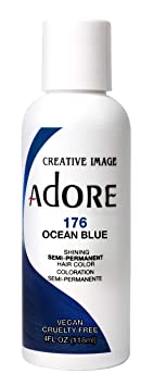 Adore Semi-Permanent Haircolor #176 Ocean Blue 4 Ounce (118ml) (Pack of 2)