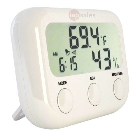 Indoor Thermometer - Hygrometer & Desktop Clock - Easy To Read & Accurate - Displays Temperature, Humidity and Time - Perfect For Your Bedroom, Kitchen or Office - Compact, Lightweight & Space Saving