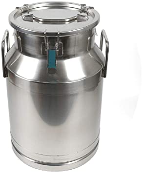 Milk Can, 30 Liter 8 Gallon Heavy Duty Stainless Steel Milk Can Wine Pail Bucket Tote Jug with Sealed Lid - Silver