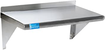 AmGood 48" Long X 18" Deep Stainless Steel Wall Shelf | NSF Certified | Appliance & Equipment Metal Shelving | Kitchen, Restaurant, Garage, Laundry, Utility Room