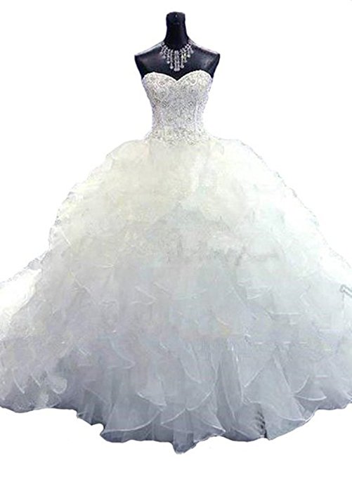 Lovelybride Noble Sweetheart Beaded Organza Wedding Dresses Bridal Gowns