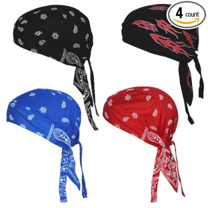 Sweat Wicking Skull Cap Beanie Perfect Helmet Liner for Cycling Adjustable Bandana Head Wrap That Fits Perfectly for Active Use Breathable Chemo Hats for Your Loved One - Comes in 4 Cool Designs