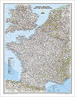 National Geographic: France, Belgium, and The Netherlands Classic Wall Map - Laminated (23.5 x 30.25 inches) (National Geographic Reference Map)
