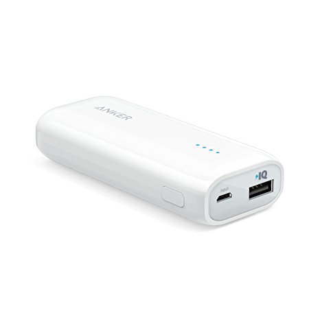 Anker Astro E1 5200mAh Ultra Compact Portable Charger  External Battery Power Bank with PowerIQ Technology for iPhone, iPad, Samsung, Nexus, HTC and More (White)