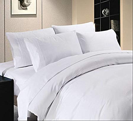 British Choice Linen Super King duvet cover set White Solid Egyptian cotton 1000-Thread-count Durable Sateen Finish Comfortable (Duvet cover with pillowcase)