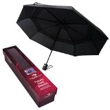 Procella Travel Umbrella - Compact for Easy Carrying Strong Durable Double Canopy - Auto Open and Close - Windproof and Waterproof - Sturdy - High Quality - Perfect Gift - Lifetime Guarantee