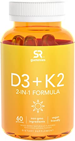 Vitamin D3   K2 with 5000iu of Plant-Based D3 & 100mcg of Vitamin K2 as MK-7 | Non-GMO Verified & Vegan Certified