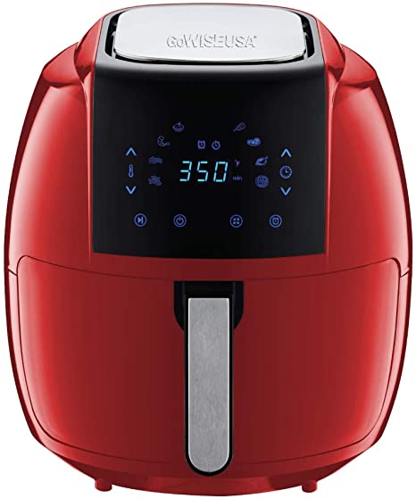 GoWISE USA 7-Quart 8-in-1 Digital Air Fryer with Recipe Book, 7.0-Qt, Red