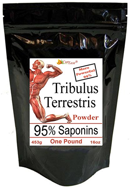 Pure Tribulus Terrestris Powder Extract Testosterone Booster 95% Saponins, 453 Grams (1 Pound)