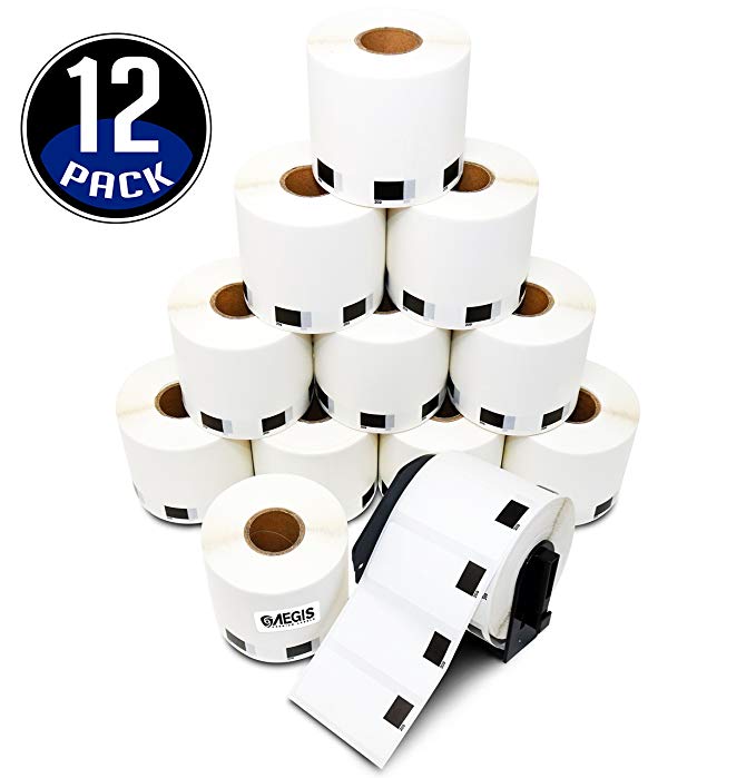[12 Rolls   1 Refillable Cartridge Frame] Brother DK-1209 Compatible Small Address Labels, 1-1/7 X 2-3/7 inch (1.1 X 2.4 inch) - 800 Labels per Roll for Brother P-Touch Q Touch Series Printers