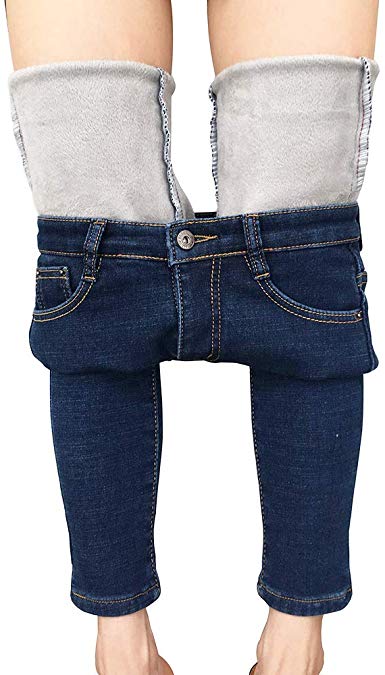 heipeiwa Womens Winter Jeans Thick Skinny Pants Fleece Lined Slim Stretch Warm Jeggings