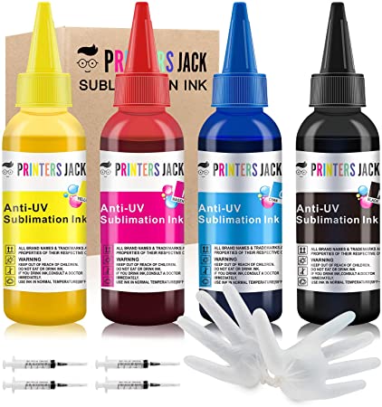 Printers Jack Sublimation Ink Refill for Epson EcoTank Supertank Printers ET-2720 ET-2760 ET-2750 ET-15000 ET-4700 ET-3760 WF-7710 WF-7720 400ml/Anti-UV/Upgrade Version/Offer Free ICC Printing